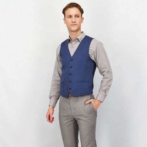 Topman SKINNY waistcoat in blue size 38 - Picture 1 of 9